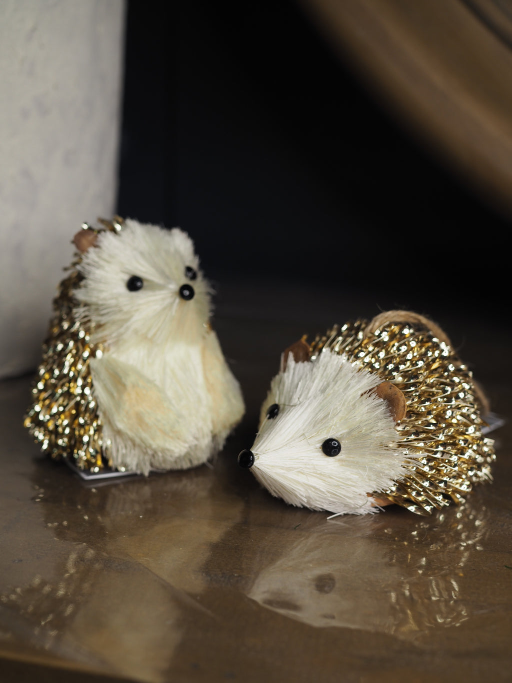 Gold bristle Hedgehog hanging decoration