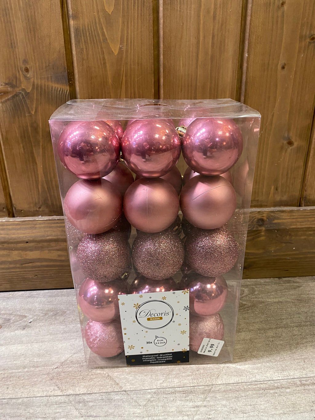 Box of 30 pink Baubles