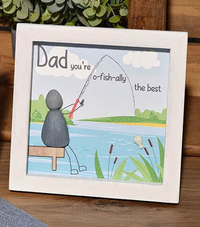 ' Dad, you're O-fish-ally the best' pebble plaque