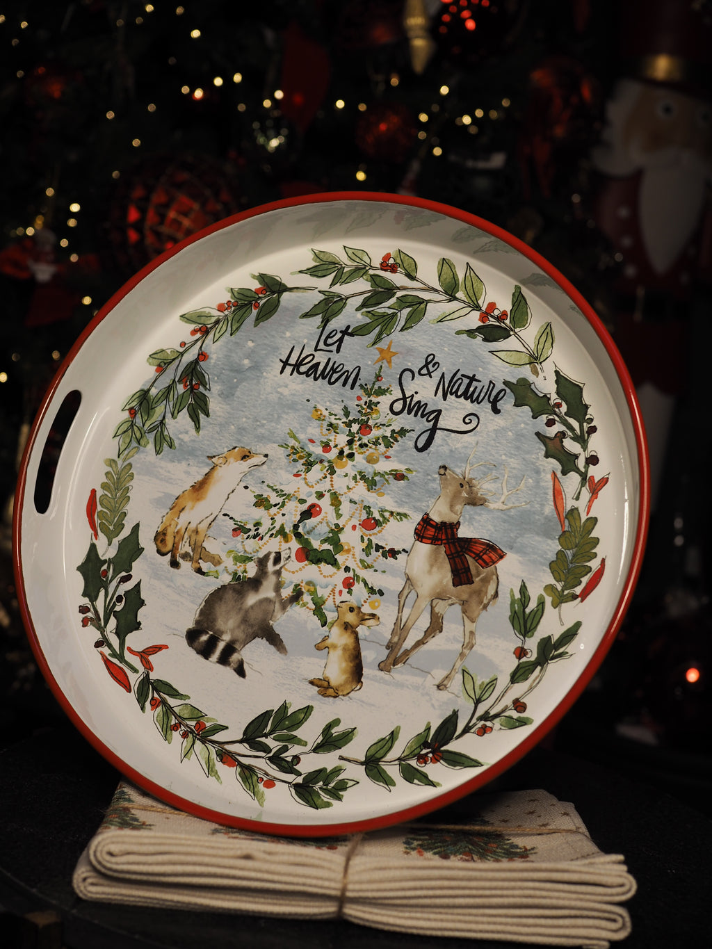 Woodland animals Christmas tray