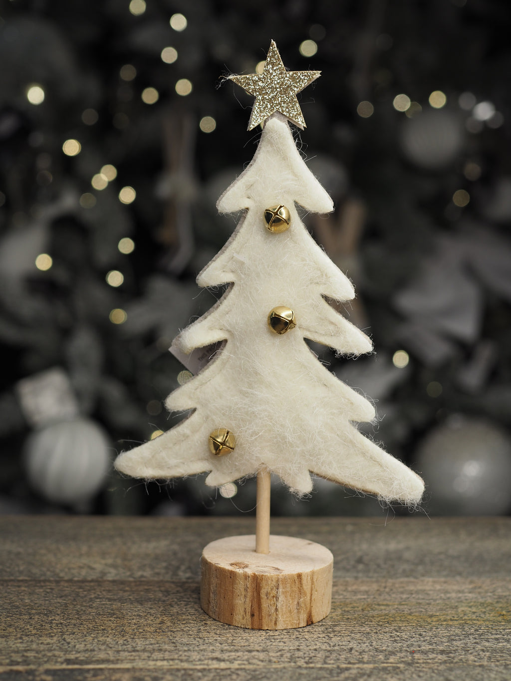 Cream felt tree standing decoration