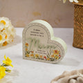 Floral serenade Mum daffodil wooden heart block