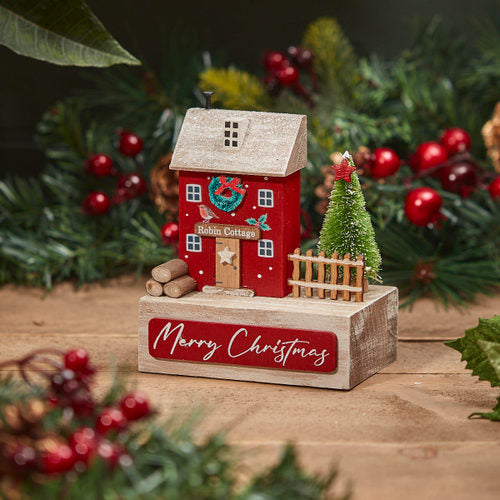 Robin Cottage cute wooden house ornament