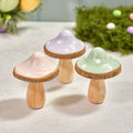 Pastel polka dot wooden toadstool ornaments