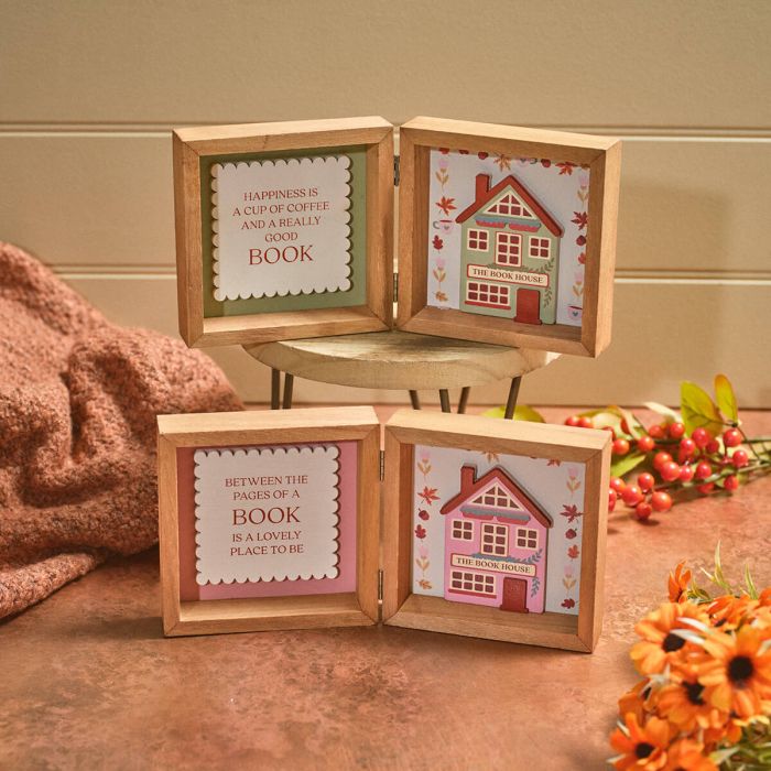 Cozy chapter wood double framed plaque