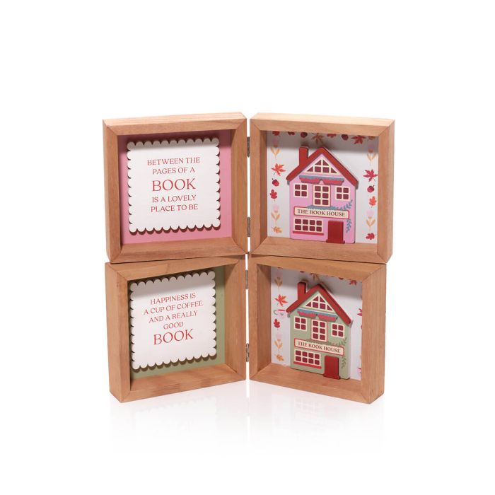 Cozy chapter wood double framed plaque