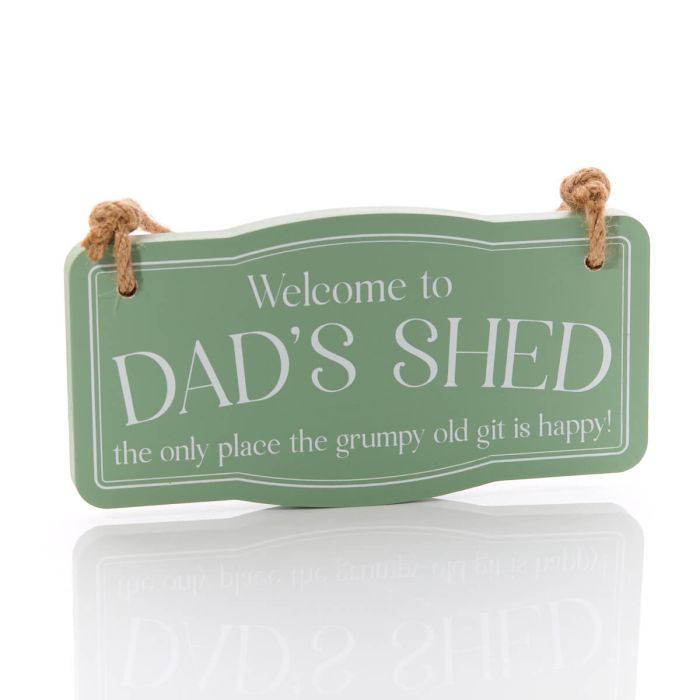 Welcome to dad's shed wooden hanging plaque