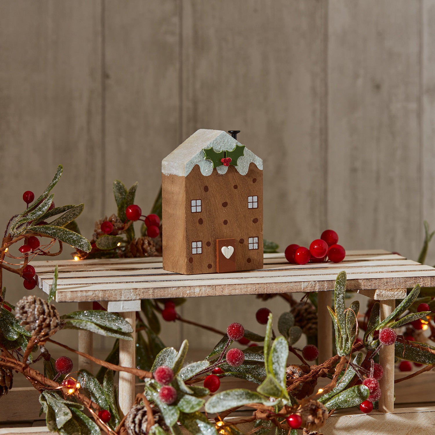 Christmas pudding wooden house