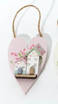 Cottage garden wooden heart with house
