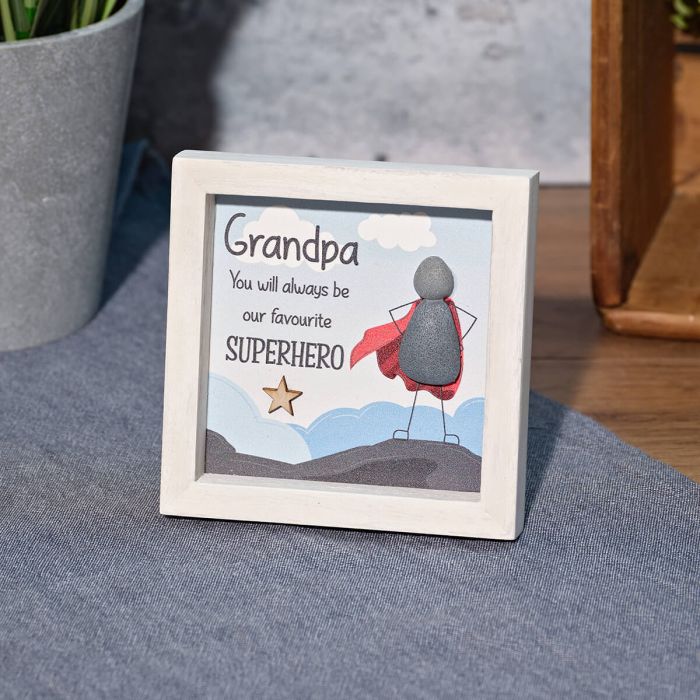 'Grandpa, you will always be our favourite superhero' pebble picture