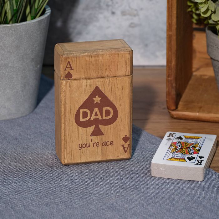 Dad playing card set in ace wood box