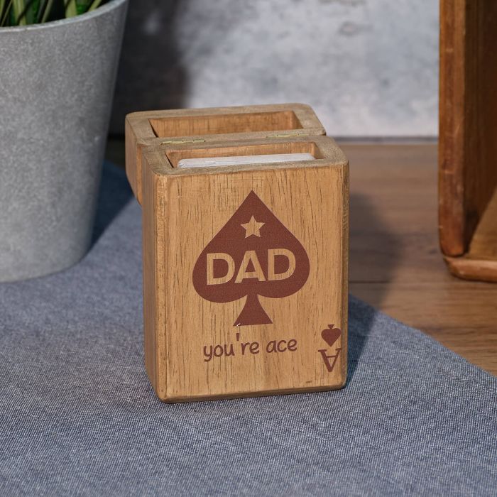 Dad playing card set in ace wood box