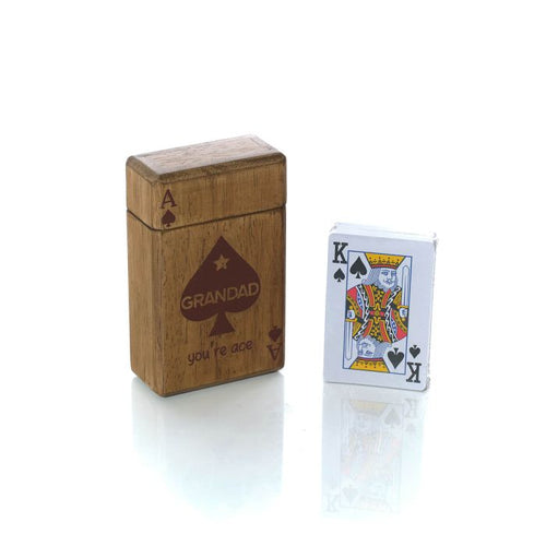 'Grandad, you're ace' playing card set in wooden box