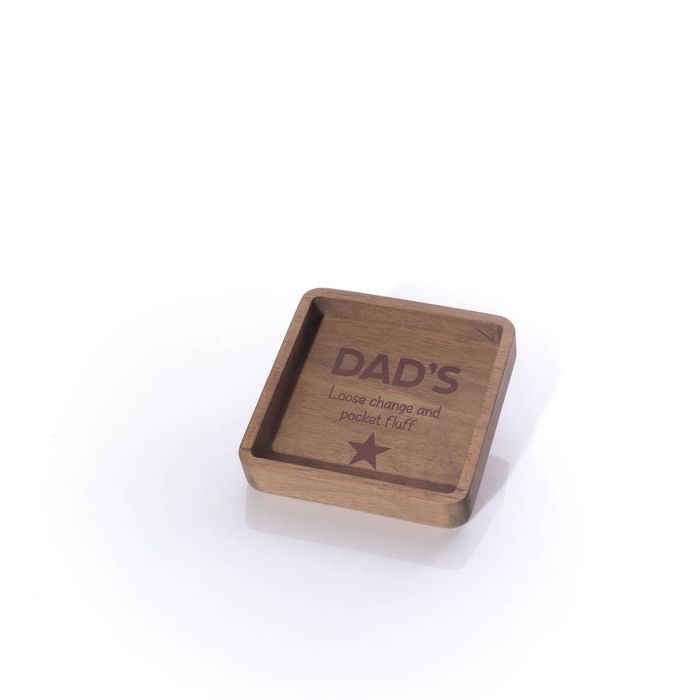 Dad's loose change wooden man tray