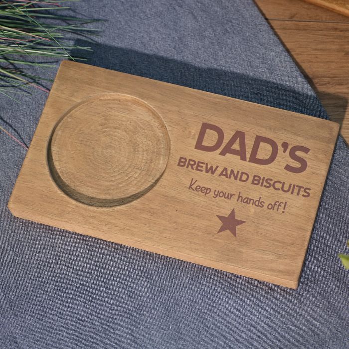 'Dad's brew and biscuits' coaster tray