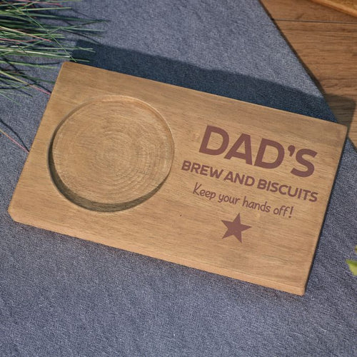 'Dad's brew and biscuits' coaster tray