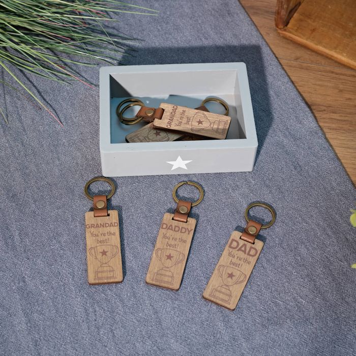 Dad chunky wooden keyring