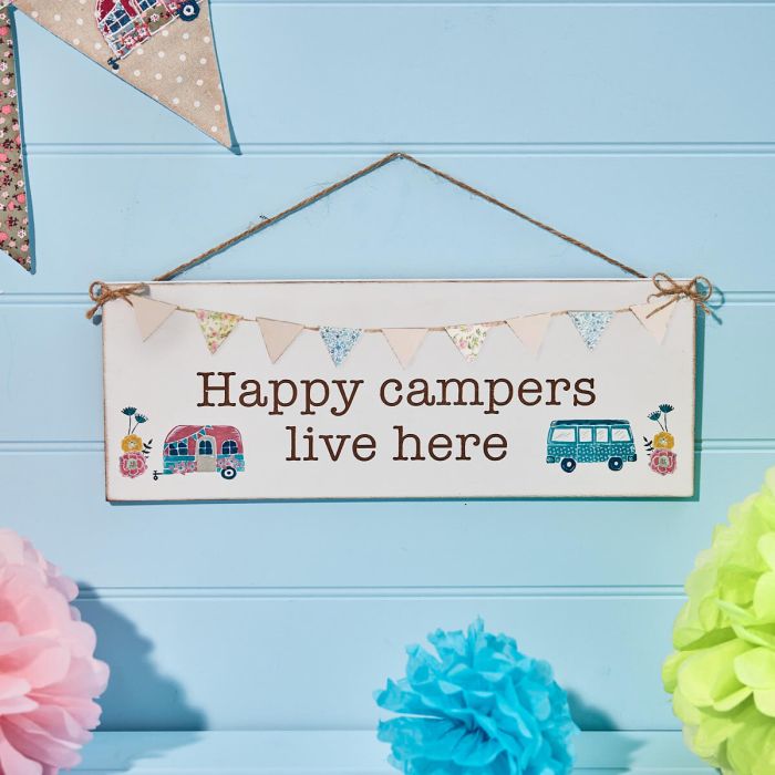 Happy campers plaque with 3D bunting