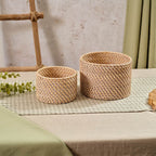 Set of 2 round rattan baskets