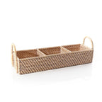 Rattan three section tray