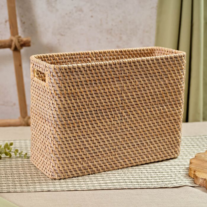 Rattan tall rectangle storage basket