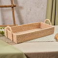 Rattan rectangular tray with handles