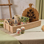 Rattan rectangular tray with handles