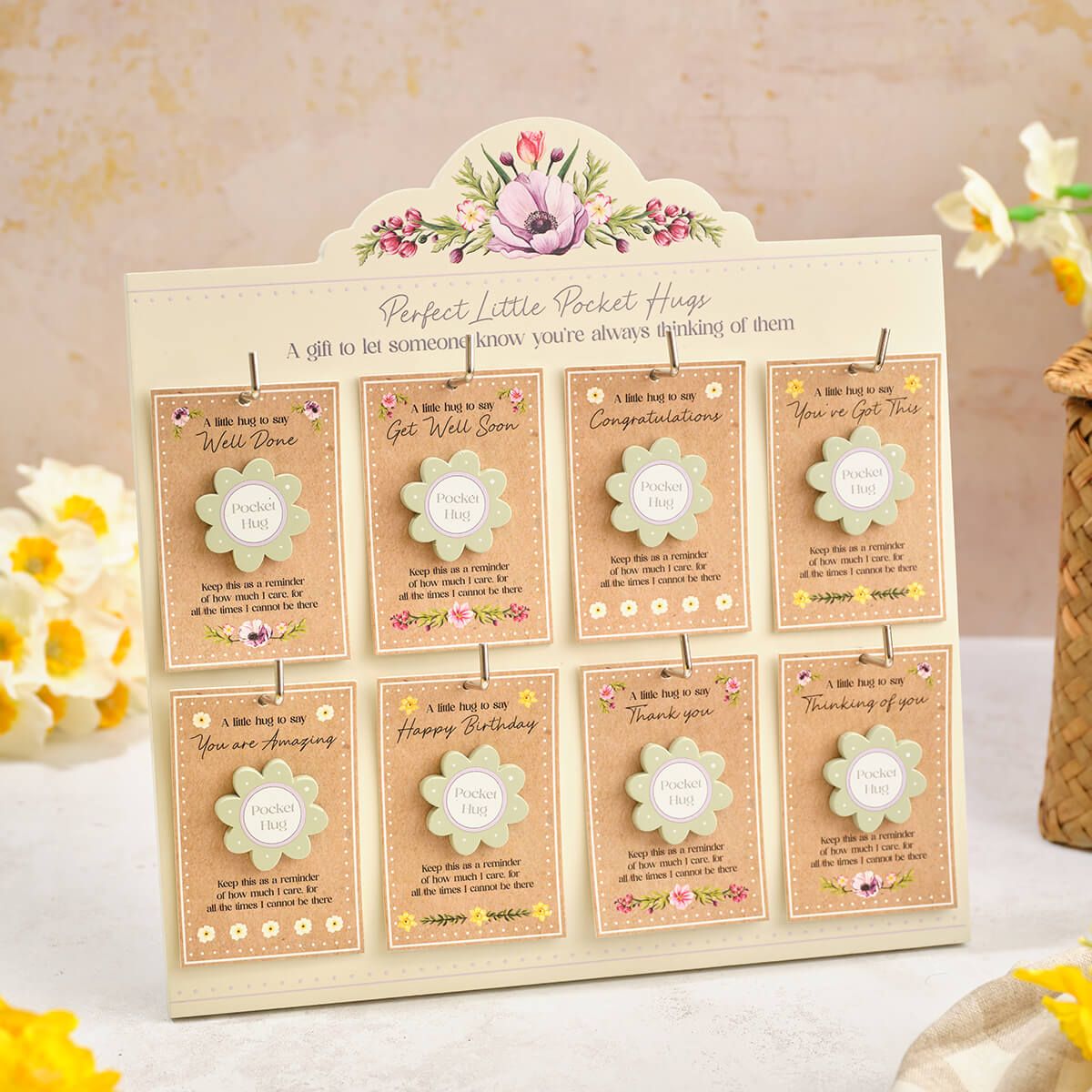 Floral serenade wooden pocket hug