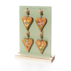 Floral serenade mango wood heart hanging decorations
