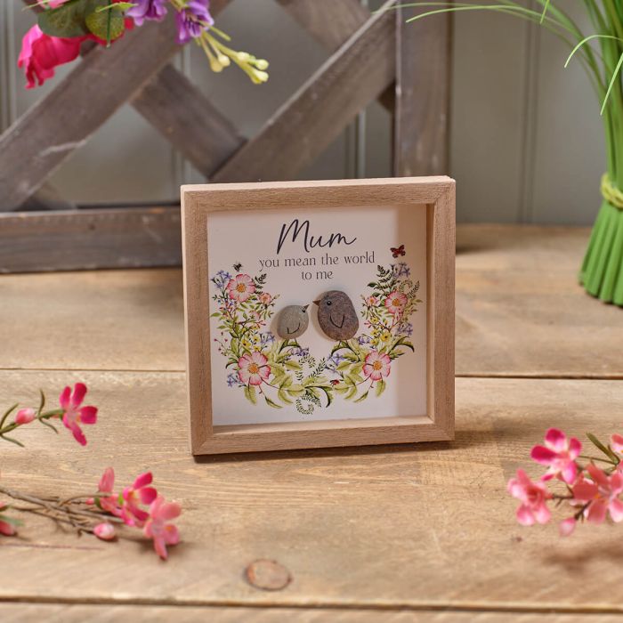 Mum framed easel plaque with resin pebbles