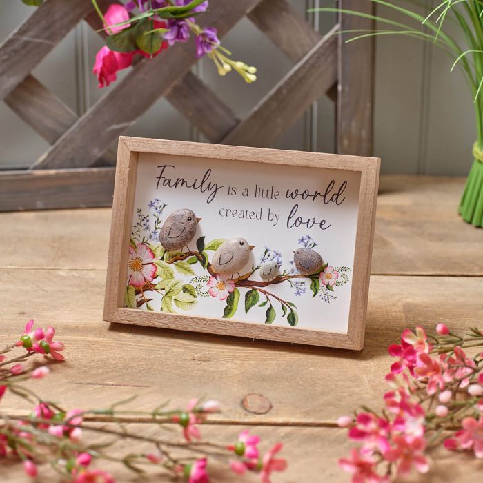 Family love framed easel with rein pebbles