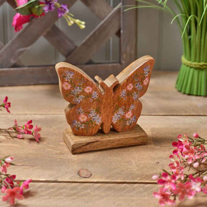 Mango wood butterfly shaped ornament