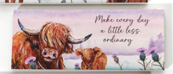 Highland Cow with Thistle Wood Plaques 4 varieties