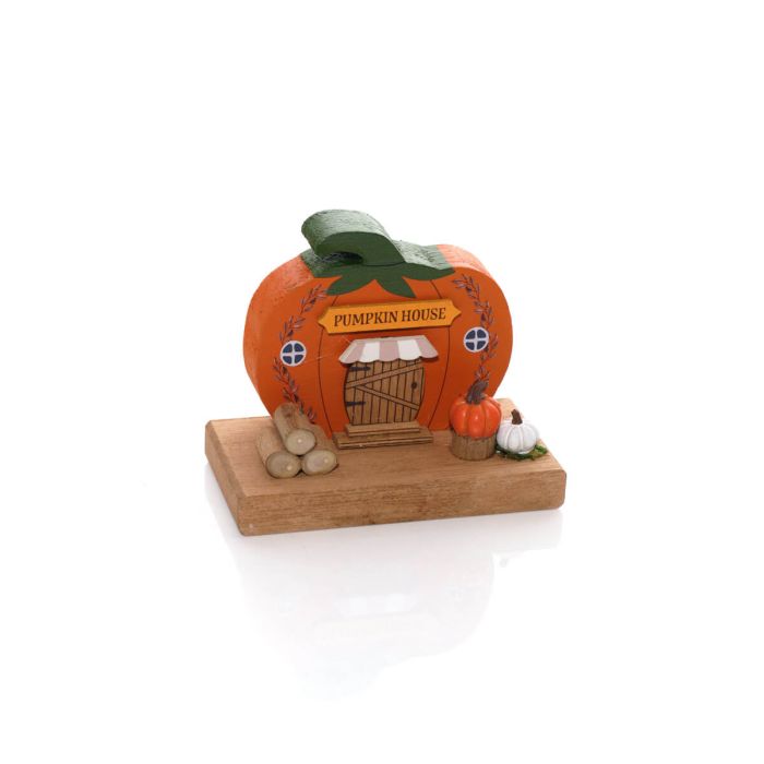 Harvest home pumpkin house wooden ornament