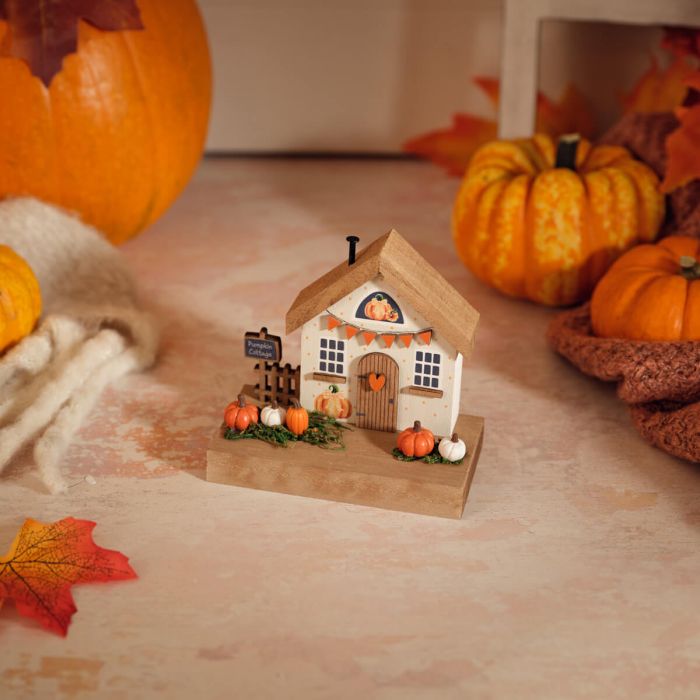 Harvest home pumpkin cottage wooden house