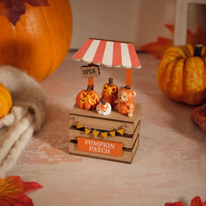 Harvest home wooden pumpkin patch stall