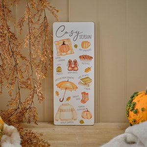 Harvest pumpkin cosy season plaque