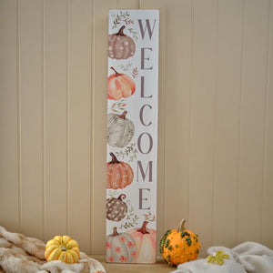 'Welcome' pumpkin porch sign