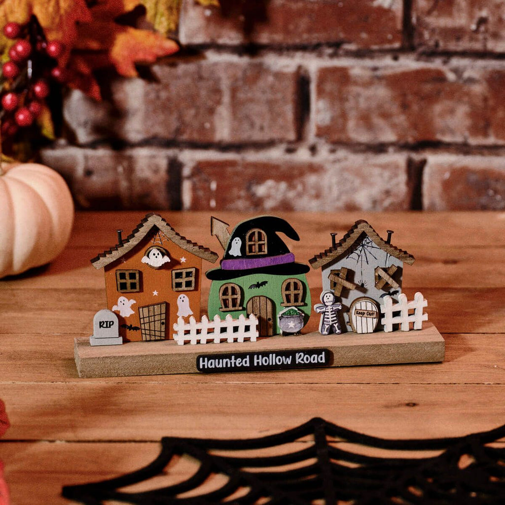 Haunted hollow road wooden ornament