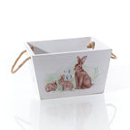 Bunny wooden crate with rope handles