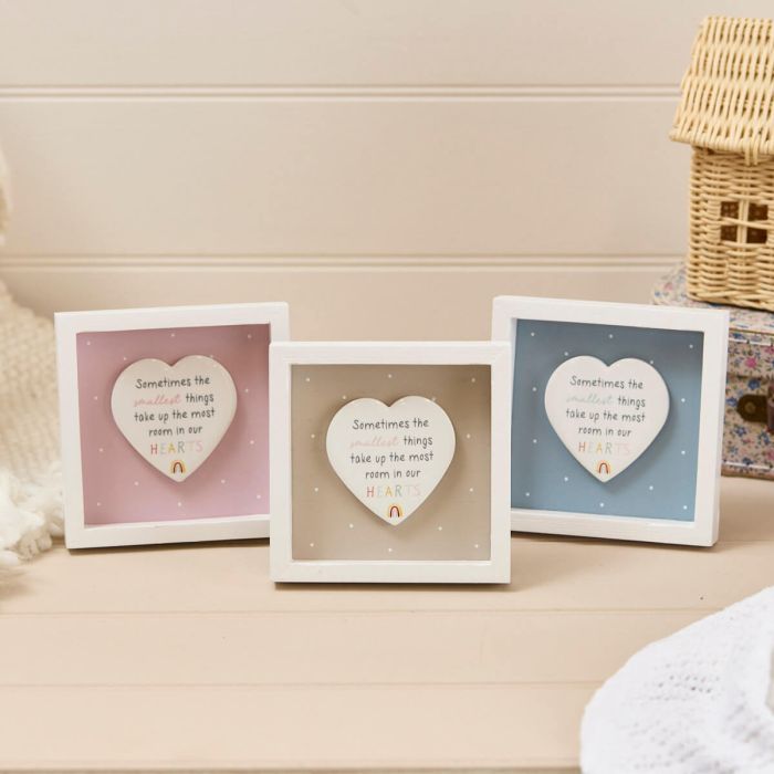 Baby framed easel plaque with ceramic heart