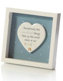 Baby framed easel plaque with ceramic heart