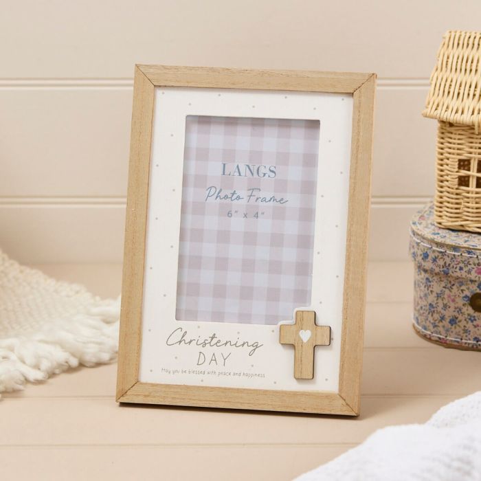 Christening wood photo frame