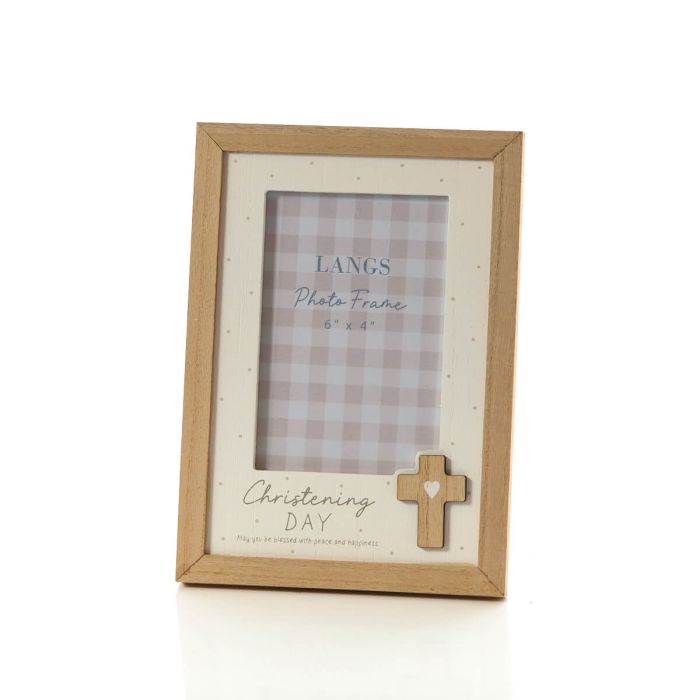 Christening wood photo frame