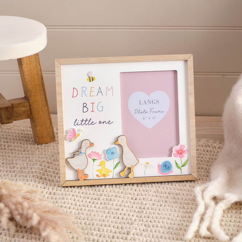 Mabel the goose 'Dream big little one' photo frame with easel