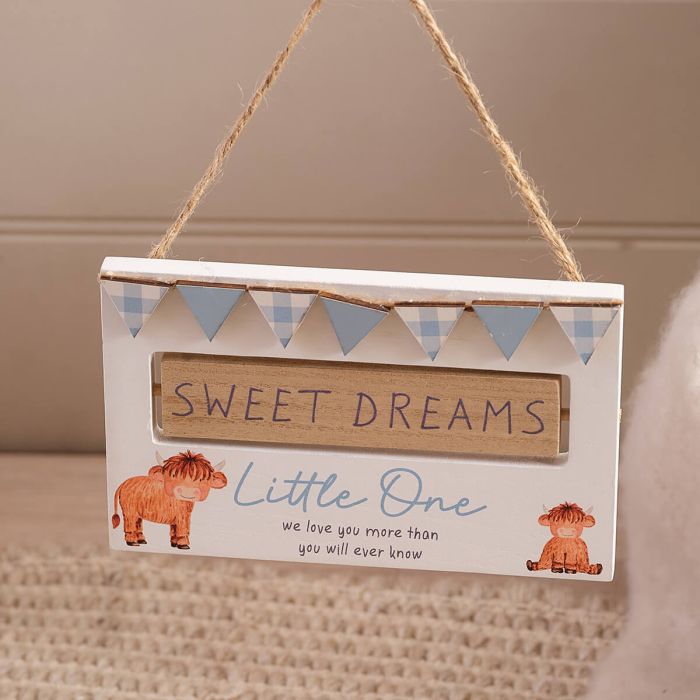 Monty the highland cow precious/sweet dreams hanging plaque