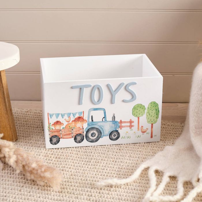 Monty the Highland cow tractor and trailer wooden toy box