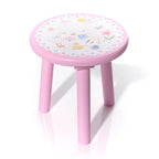 Mini farm pink goose and flowers round stool
