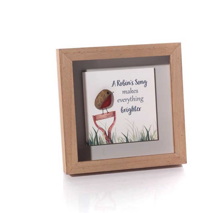 'Robin song makes everything brighter' framed plaque