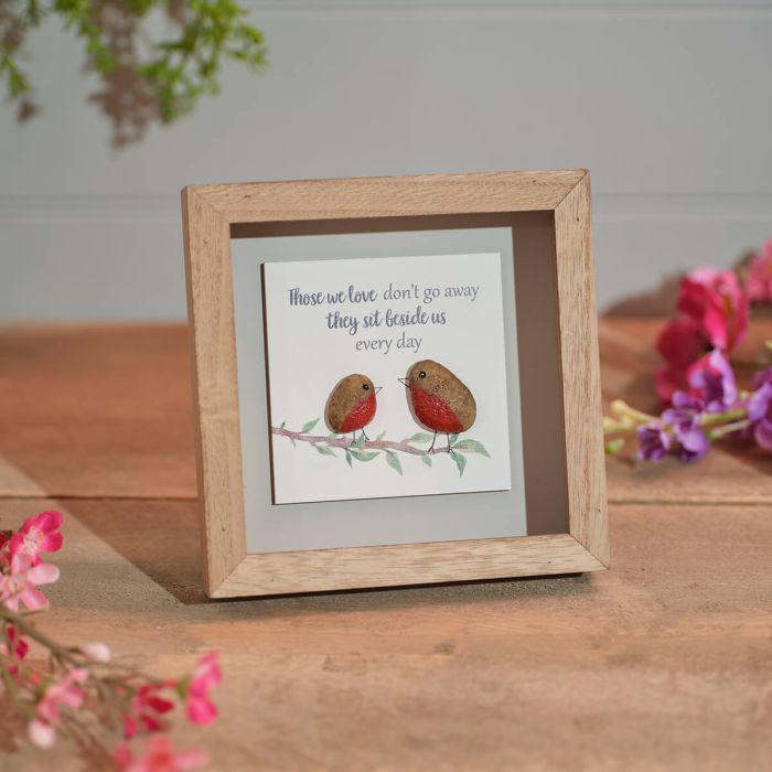 Robin remembrance pebble framed easel plaque